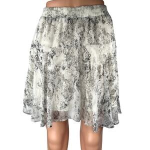 Banana Republic Black White Snakeskin High Waisted Pleated A Line Mini Skirt 2